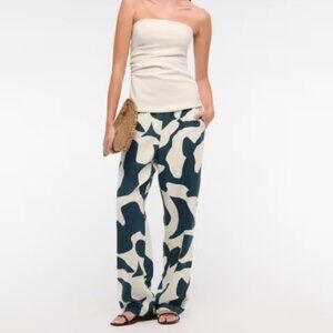 NWT Abercrombie Straight Linen-Blend Pull-On Pant M